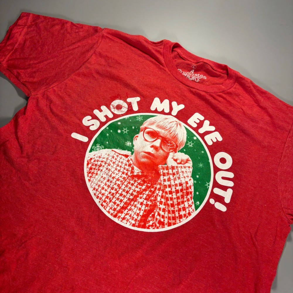 NWOT‎ A Christmas Story I Shot My Eye Out T Shirt Graphic Red Large